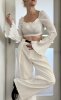 Bluzka Crop Top Długie Rękawy Boho Chic